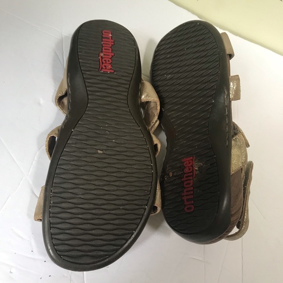 VIONIC Orthaheel Yasmin Metallic Gold Strappy Sandals Mules Slides Arch Support - Picture 4 of 15